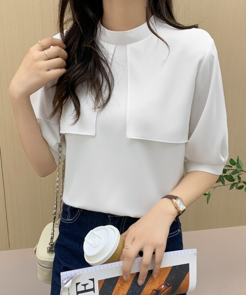 ABITOKYO(アビトーキョー)の「ハイネックケープカラーブラウス(シャツ/ブラウス・レディース・ブラック/ベージュ/ライトブルー/ホワイト・M/L)」の18枚目の写真
