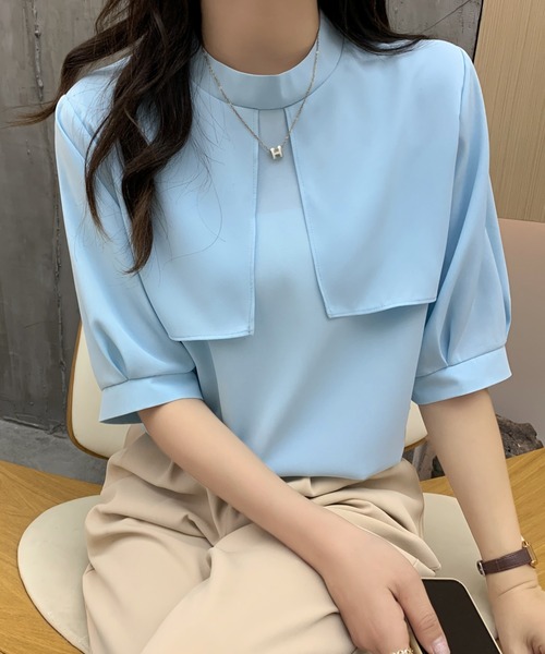 ABITOKYO(アビトーキョー)の「ハイネックケープカラーブラウス(シャツ/ブラウス・レディース・ブラック/ベージュ/ライトブルー/ホワイト・M/L)」の5枚目の写真
