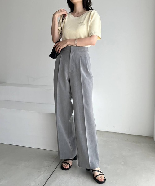 one after another NICE CLAUP（ワンアフターアナザーナイスクラップ）の「ブローチ付きカラフルニット（ニット/セーター・レディース・オフホワイト/グレー/チェリーピンク/ピンク/イエロー・FREE）」の18枚目の写真