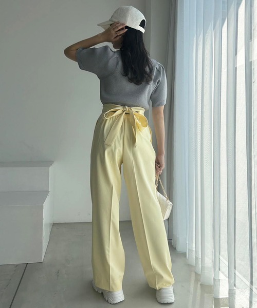 one after another NICE CLAUP（ワンアフターアナザーナイスクラップ）の「ブローチ付きカラフルニット（ニット/セーター・レディース・オフホワイト/グレー/チェリーピンク/ピンク/イエロー・FREE）」の16枚目の写真