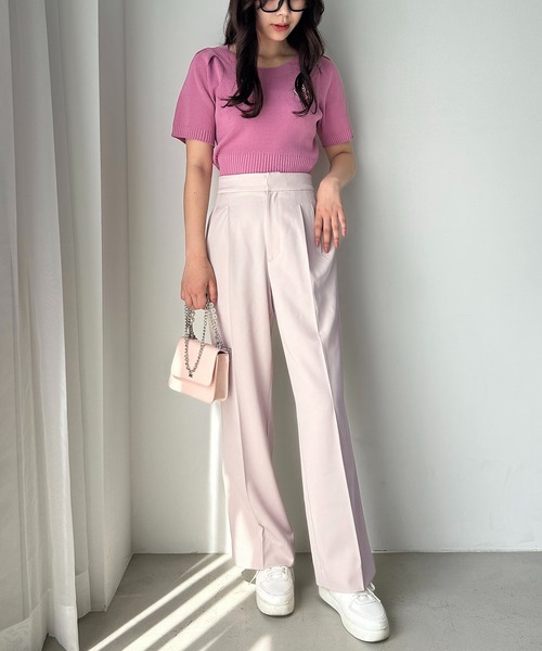 one after another NICE CLAUP（ワンアフターアナザーナイスクラップ）の「ブローチ付きカラフルニット（ニット/セーター・レディース・オフホワイト/グレー/チェリーピンク/ピンク/イエロー・FREE）」の8枚目の写真