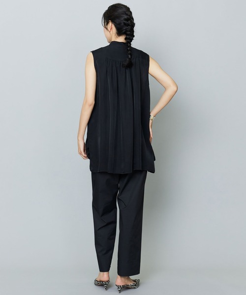 1er Arrondissement - 美品✨プルミエアロンディスモン キュプラツイル　ノースリーブ　ギャザーブラウス 1er Arrondissement（プルミエアロンディスモン）の「キュプラ