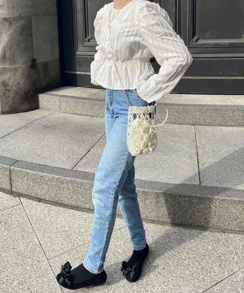 florist（フローリスト）の「【シフォンポーチ付】ビーズ or パール編みハンドバッグ（ハンドバッグ・レディース・ホワイト/ブラック/シルバー/クリア・FREE）」の19枚目の写真