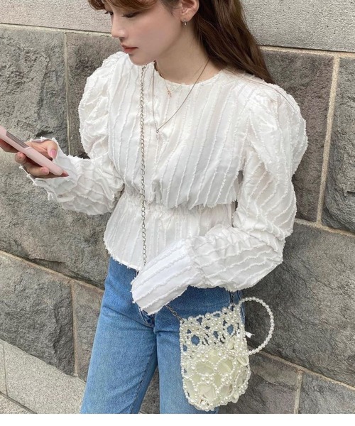 florist（フローリスト）の「【シフォンポーチ付】ビーズ or パール編みハンドバッグ（ハンドバッグ・レディース・ホワイト/ブラック/シルバー/クリア・FREE）」の20枚目の写真