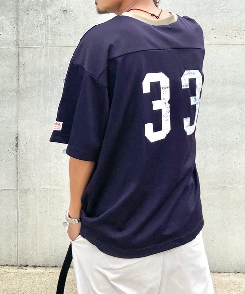 Java（ジャバ）の「《JaVa ジャバコラボ》大人のアメカジスタイル。ナンバーリングリンガーフットボールT（Tシャツ/カットソー・レディース・ネイビー/ホワイト/ブラック・LARGE/MEDIUM/SMALL/X-LARGE）」の7枚目の写真