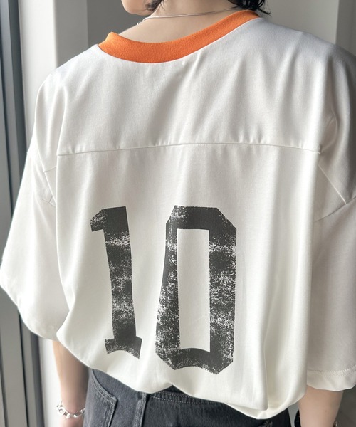 Java（ジャバ）の「《JaVa ジャバコラボ》大人のアメカジスタイル。ナンバーリングリンガーフットボールT（Tシャツ/カットソー・レディース・ネイビー/ホワイト/ブラック・LARGE/MEDIUM/SMALL/X-LARGE）」の12枚目の写真