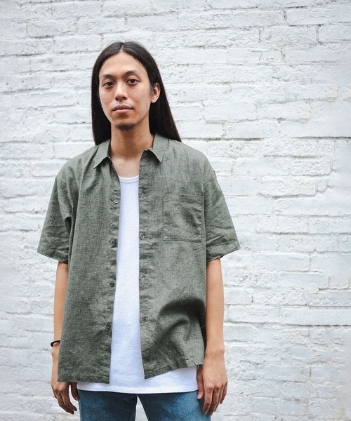 BEAMS（ビームス）の「BEAMS / リネン スクエア シャツ（シャツ/ブラウス・メンズ・オリーブ/ベージュ/オレンジ・M/L/XL/S）」の2枚目の写真