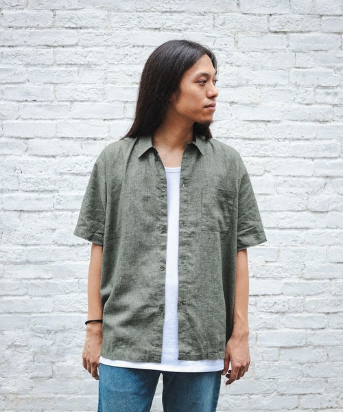 BEAMS（ビームス）の「BEAMS / リネン スクエア シャツ（シャツ/ブラウス・メンズ・オリーブ/ベージュ/オレンジ・M/L/XL/S）」の18枚目の写真