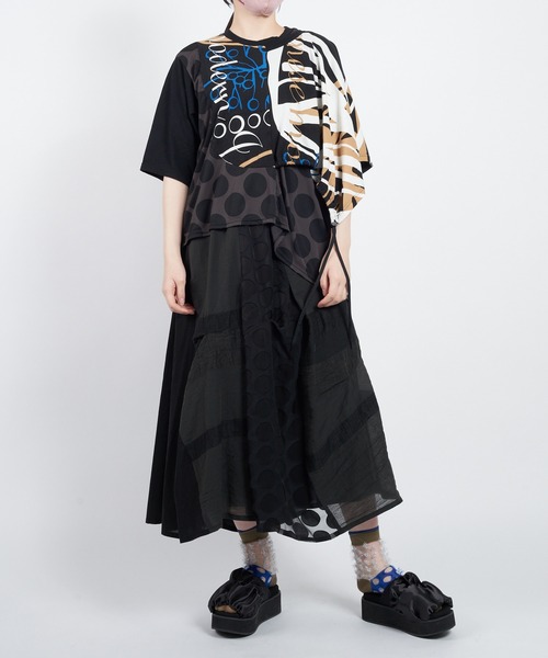 gomme(ゴム)の「リーフP天竺 ショルダードレープT(Tシャツ/カットソー・レディース・ブラック・MEDIUM)」の14枚目の写真