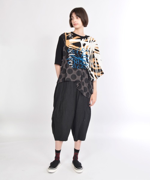 gomme(ゴム)の「リーフP天竺 ショルダードレープT(Tシャツ/カットソー・レディース・ブラック・MEDIUM)」の7枚目の写真
