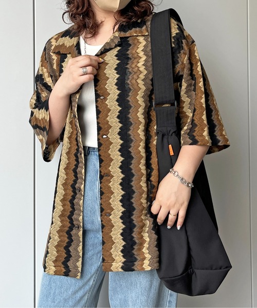 CPCM（シーピーシーエム）の「総柄レース半袖シャツ（シャツ/ブラウス・メンズ・ネイビー/ブラウン/ブラック/イエロー・MEDIUM/LARGE）」の10枚目の写真