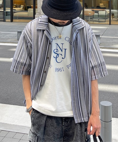 CPCM（シーピーシーエム）の「総柄レース半袖シャツ（シャツ/ブラウス・メンズ・ネイビー/ブラウン/ブラック/イエロー・MEDIUM/LARGE）」の18枚目の写真