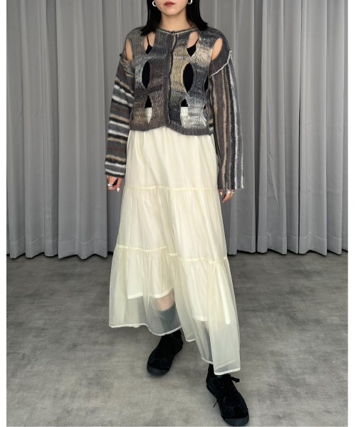 leimn(レイムン)の「レイヤードティアードスカート(スカート・レディース・アイボリー/ブラック・M)」の5枚目の写真