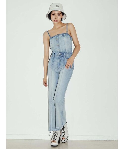 GYDA（ジェイダ）の「BACKリボンデニムロンパース（サロペット/オーバーオール・レディース・インディゴブルー/ライトブルー・SMALL/MEDIUM/X-SMALL）」の21枚目の写真