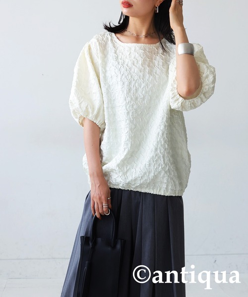 antiqua(アンティカ)の「パフスリーブトップス(Tシャツ/カットソー・レディース・ブラック/ホワイト・FREE)」の22枚目の写真