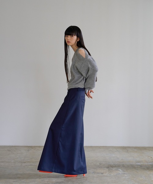 abor o-t-l（アボアオーティーエル）の「モヘアライクオープンショルダーニットプルオーバー（ニット/セーター・レディース・杢グレー/グリーン/ブラック・FREE）」の9枚目の写真