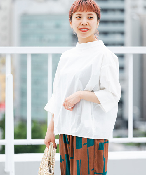 ITEMS URBANRESEARCH（アイテムズ アーバンリサーチ）の「5ブソデハイネックブラウス（シャツ/ブラウス・レディース・ブルー/ホワイト/チャコールグレー・FREE）」の7枚目の写真