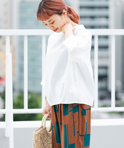 ITEMS URBANRESEARCH（アイテムズ アーバンリサーチ）の「5ブソデハイネックブラウス（シャツ/ブラウス・レディース・ブルー/ホワイト/チャコールグレー・FREE）」の8枚目の写真