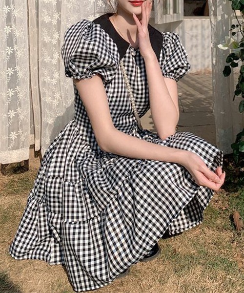 gossip!ロサンゼルス(ゴシップロサンゼルス)の「YUGA パフスリーブ ラウンドネックワンピース(ワンピース・レディース・ブラック・S/M/L)」の2枚目の写真