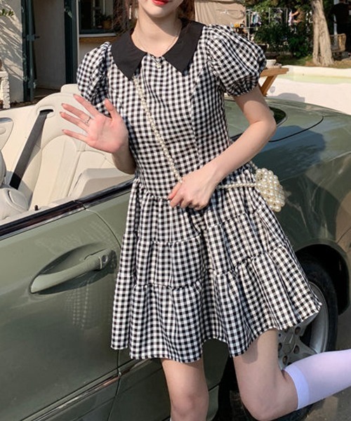 gossip!ロサンゼルス(ゴシップロサンゼルス)の「YUGA パフスリーブ ラウンドネックワンピース(ワンピース・レディース・ブラック・S/M/L)」の7枚目の写真