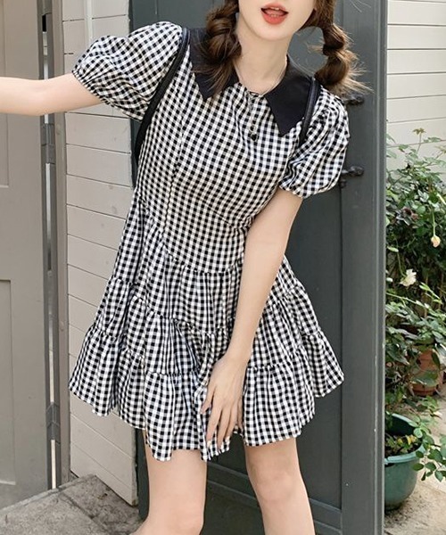 gossip!ロサンゼルス(ゴシップロサンゼルス)の「YUGA パフスリーブ ラウンドネックワンピース(ワンピース・レディース・ブラック・S/M/L)」の8枚目の写真