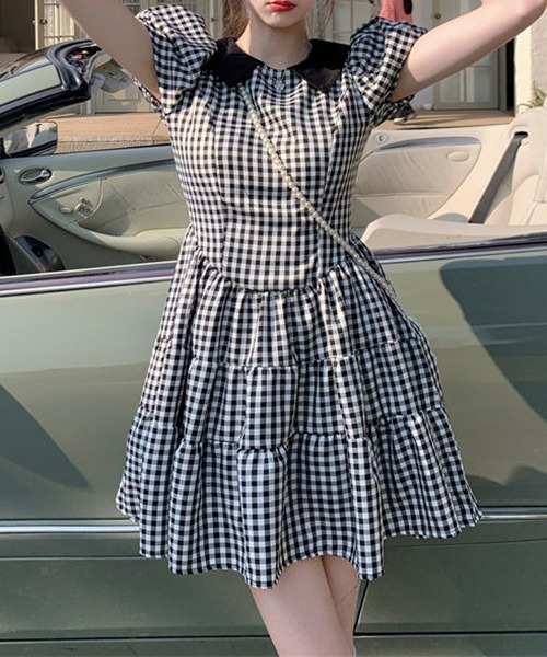gossip!ロサンゼルス(ゴシップロサンゼルス)の「YUGA パフスリーブ ラウンドネックワンピース(ワンピース・レディース・ブラック・S/M/L)」の6枚目の写真