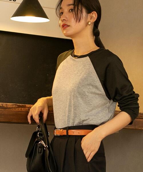 coen（コーエン）の「セミシアーベースボールTシャツ（Tシャツ/カットソー・レディース・ナチュラル/グレー・L/M）」の4枚目の写真