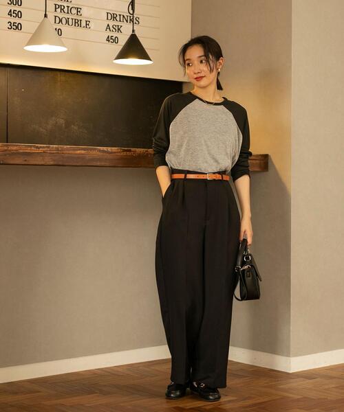 coen（コーエン）の「セミシアーベースボールTシャツ（Tシャツ/カットソー・レディース・ナチュラル/グレー・L/M）」の5枚目の写真