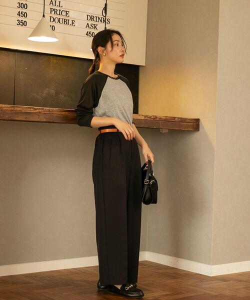 coen（コーエン）の「セミシアーベースボールTシャツ（Tシャツ/カットソー・レディース・ナチュラル/グレー・L/M）」の7枚目の写真