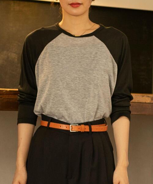 coen（コーエン）の「セミシアーベースボールTシャツ（Tシャツ/カットソー・レディース・ナチュラル/グレー・L/M）」の9枚目の写真