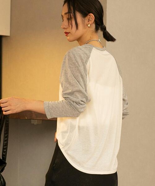 coen（コーエン）の「セミシアーベースボールTシャツ（Tシャツ/カットソー・レディース・ナチュラル/グレー・L/M）」の14枚目の写真