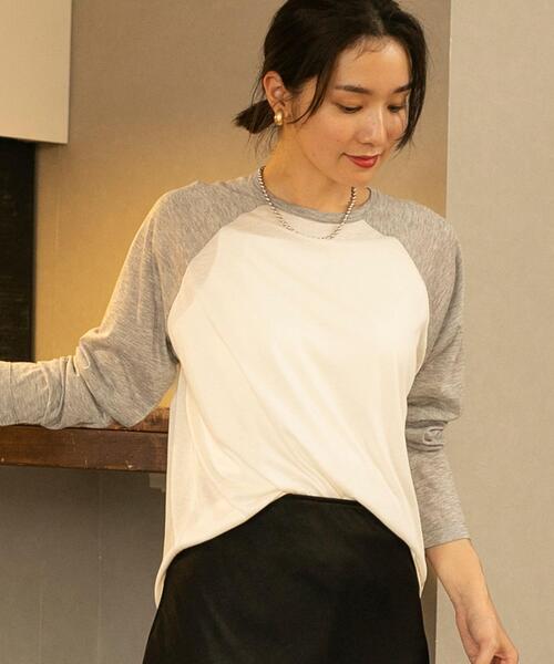 coen（コーエン）の「セミシアーベースボールTシャツ（Tシャツ/カットソー・レディース・ナチュラル/グレー・L/M）」の15枚目の写真