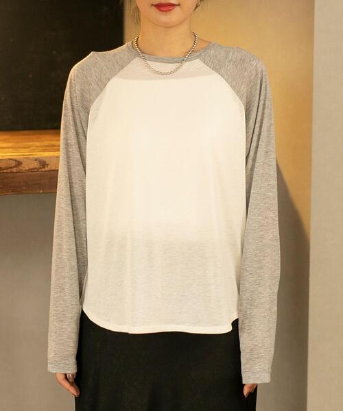 coen（コーエン）の「セミシアーベースボールTシャツ（Tシャツ/カットソー・レディース・ナチュラル/グレー・L/M）」の20枚目の写真