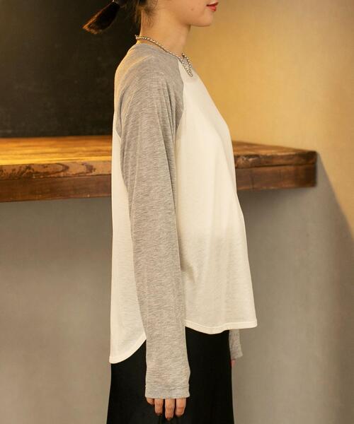 coen（コーエン）の「セミシアーベースボールTシャツ（Tシャツ/カットソー・レディース・ナチュラル/グレー・L/M）」の21枚目の写真