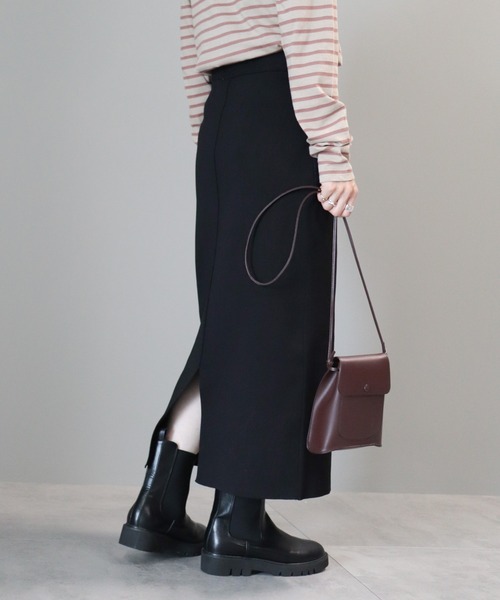 AMERICAN HOLIC（アメリカンホリック）の「エコカルット総針タイトスカート<エコ・軽い・ニット>（スカート・レディース・グリーン/パープル/ブラック・S/M/L）」の4枚目の写真