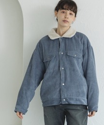 【ママサイズ】コーデュロイ シープボア シャツ ジャケット アウター