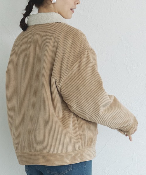 pairmanon(ペアマノン)の「【ママサイズ】コーデュロイ シープボア シャツ ジャケット アウター(その他アウター・レディース・ベージュ/チャコールグレー/ネイビー・FREE)」の7枚目の写真