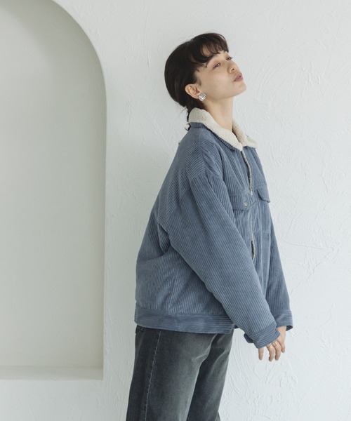 pairmanon(ペアマノン)の「【ママサイズ】コーデュロイ シープボア シャツ ジャケット アウター(その他アウター・レディース・ベージュ/チャコールグレー/ネイビー・FREE)」の12枚目の写真