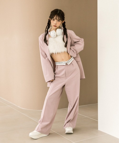 OLIVE des OLIVE（オリーブデオリーブ）の「ふわふわビスチェ　1032040080（その他トップス・レディース・ライトグレー/ピンク/オフホワイト・FREE）」の4枚目の写真