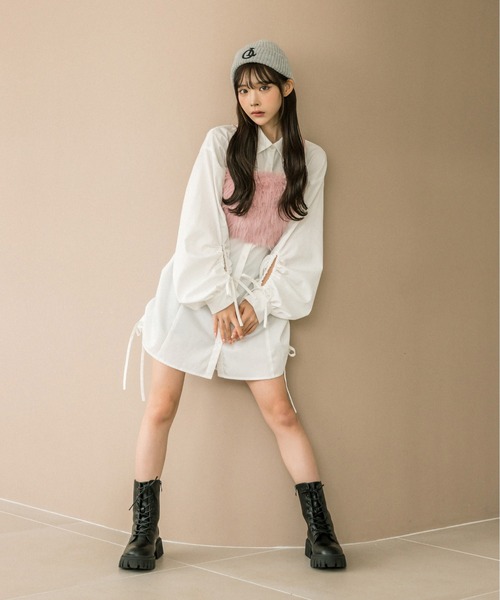 OLIVE des OLIVE（オリーブデオリーブ）の「ふわふわビスチェ　1032040080（その他トップス・レディース・ライトグレー/ピンク/オフホワイト・FREE）」の11枚目の写真