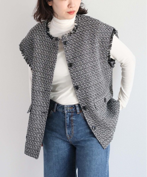 セール】ツイードフリンジオーバーベスト（ベスト）｜cepo（セポ