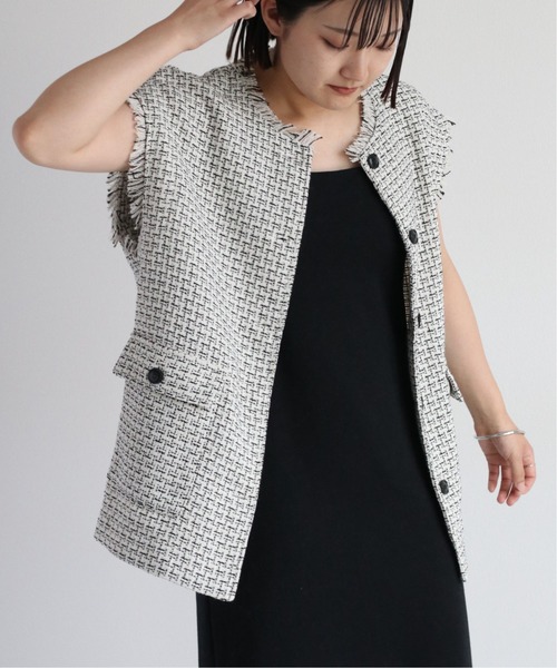 ツイードオーバーサイズフリンジベスト ツイードオーバーサイズフリンジベスト ツイードオーバーサイズ