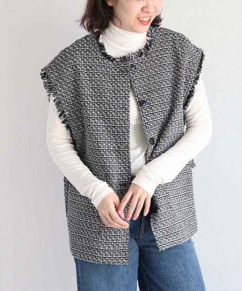 cepo（セポ）の「ツイードフリンジオーバーベスト（ベスト