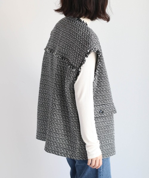 ツイードオーバーサイズフリンジベスト cepo（セポ）の「ツイードフリンジオーバーベスト（ベスト）」 - WEAR