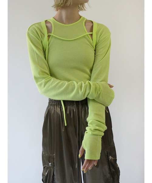 led.tokyo(レッドトウキョウ)の「【led.tokyo】SIDE SLIT TANK TOP SET BOLERO CARDIGAN(カーディガン/ボレロ・レディース・ブラック/グリーン/ホワイト・FREE)」の5枚目の写真