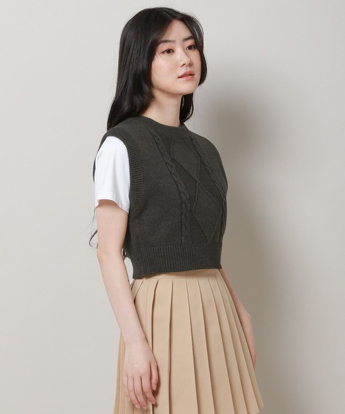 3.3 Field Trip （3.3フィールドトリップ）の「3.3 Field Trip／ミニケーブルベスト 2975032（ベスト・レディース・ブルー/アイボリー/グレー・FREE）」の8枚目の写真