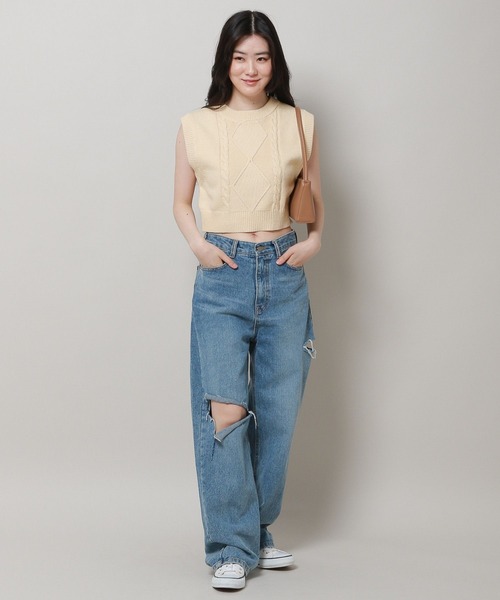 3.3 Field Trip （3.3フィールドトリップ）の「3.3 Field Trip／ミニケーブルベスト 2975032（ベスト・レディース・ブルー/アイボリー/グレー・FREE）」の18枚目の写真