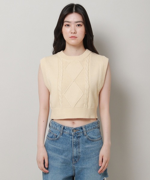 3.3 Field Trip （3.3フィールドトリップ）の「3.3 Field Trip／ミニケーブルベスト 2975032（ベスト・レディース・ブルー/アイボリー/グレー・FREE）」の10枚目の写真