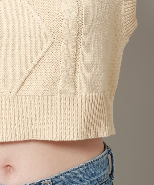 3.3 Field Trip （3.3フィールドトリップ）の「3.3 Field Trip／ミニケーブルベスト 2975032（ベスト・レディース・ブルー/アイボリー/グレー・FREE）」の13枚目の写真