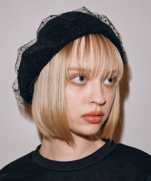 EIMY ISTOIRE（エイミーイストワール）の「ドットチュールベレー（ハンチング/ベレー帽・レディース・ホワイト/ブラック・FREE）」の10枚目の写真